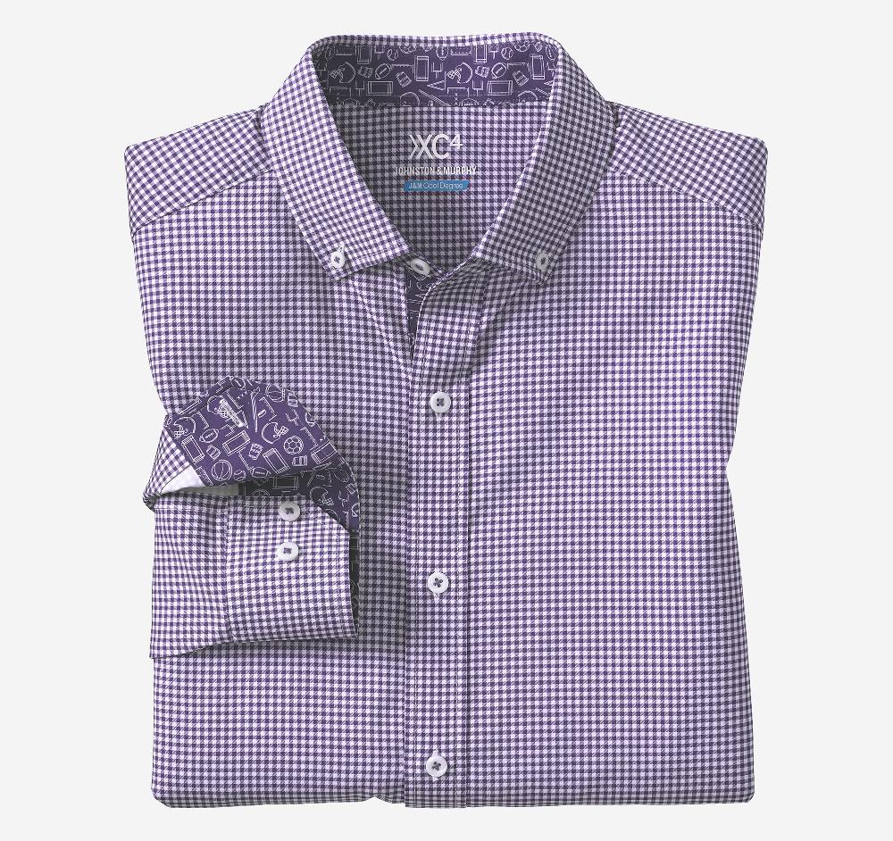 johnston & murphy Game Day XC4® Long-Sleeve Gingham Shirt Purple