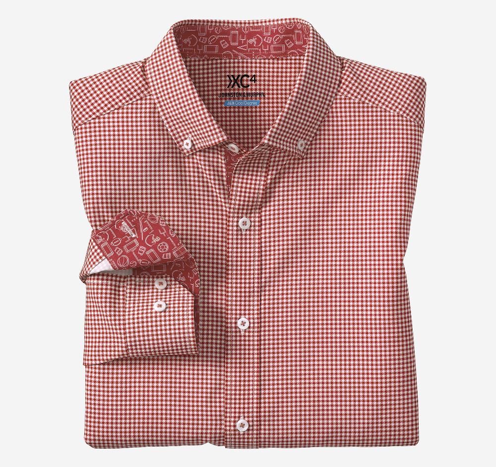 johnston & murphy Game Day XC4® Long-Sleeve Gingham Shirt Red