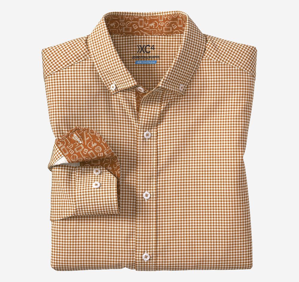 johnston & murphy Game Day XC4® Long-Sleeve Gingham Shirt Rust