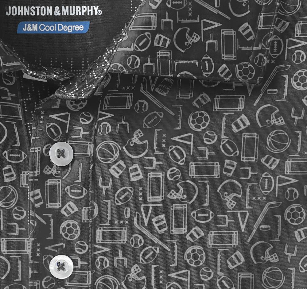 Johnston & Murphy Game Day XC4® Multi-Sport Print Polo Black