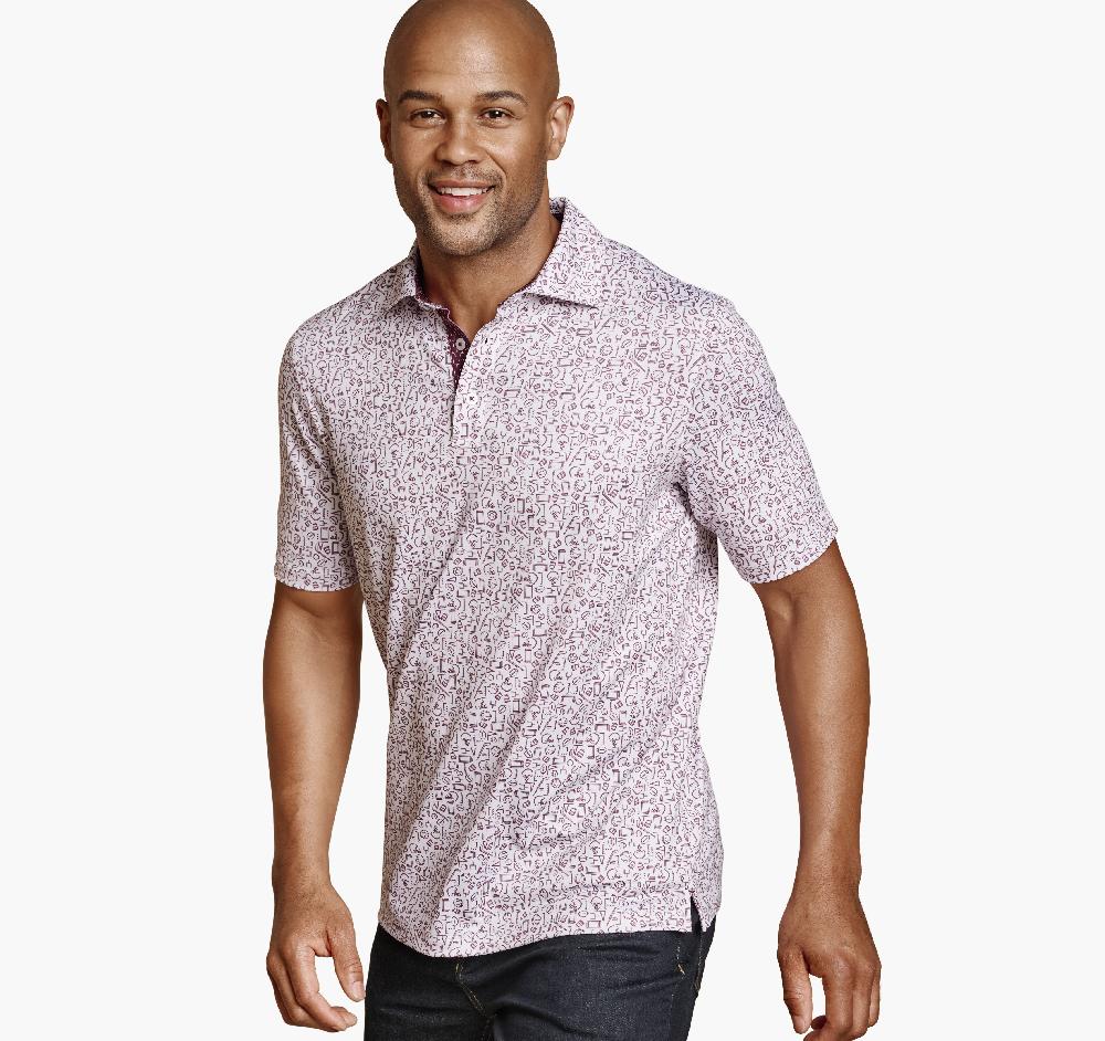 Johnston & Murphy Game Day XC4® Multi-Sport Print Polo Burgundy