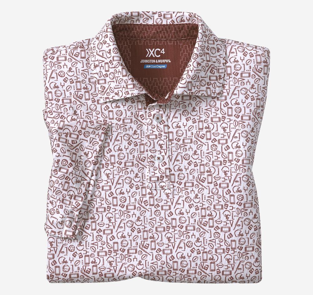 johnston & murphy Game Day XC4® Multi-Sport Print Polo Burgundy