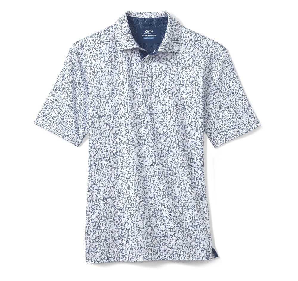 Johnston & Murphy Game Day XC4® Multi-Sport Print Polo Navy