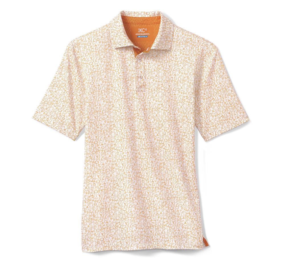 Johnston & Murphy Game Day XC4® Multi-Sport Print Polo Orange