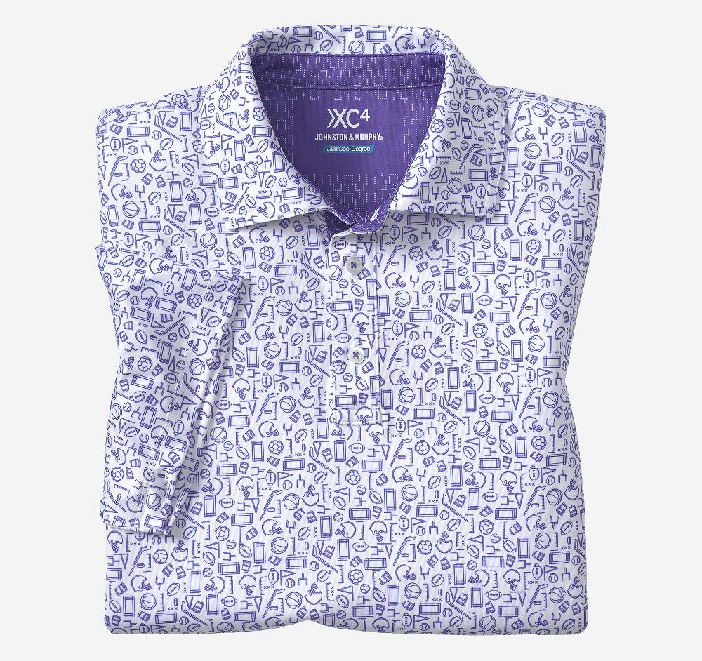 johnston & murphy Game Day XC4® Multi-Sport Print Polo Purple