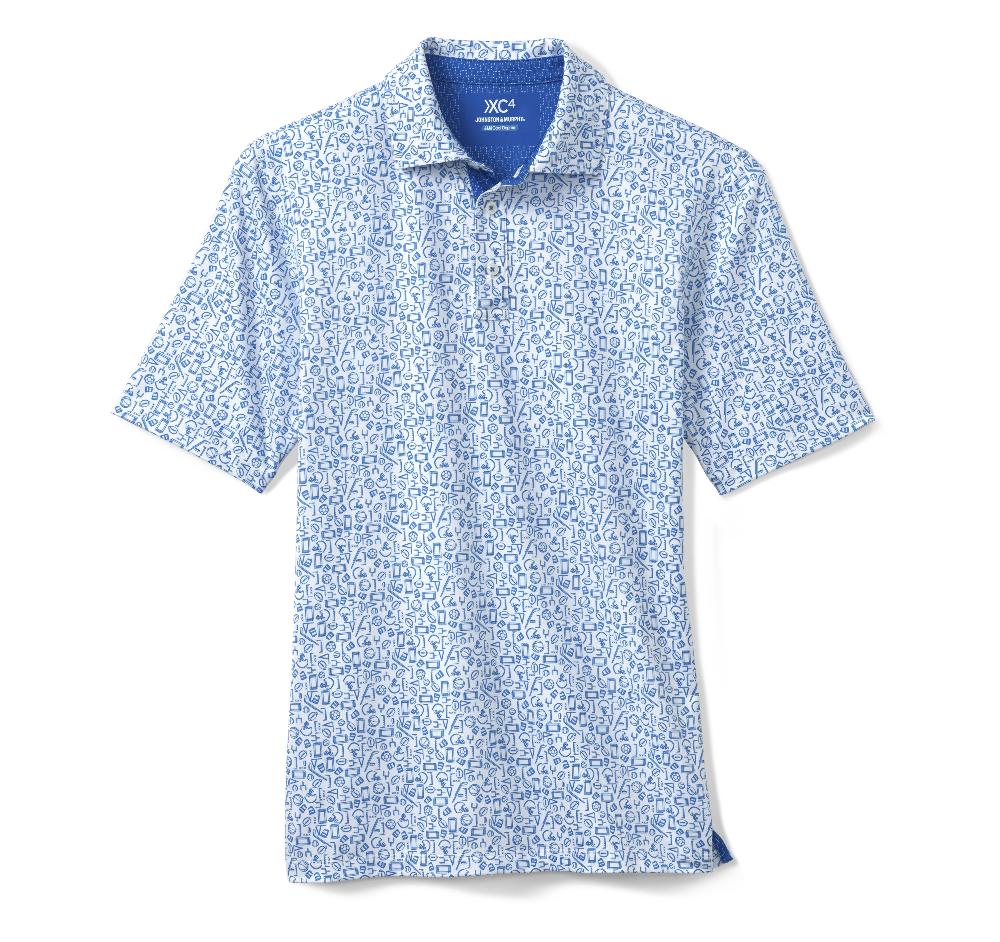 Johnston & Murphy Game Day XC4® Multi-Sport Print Polo Royal