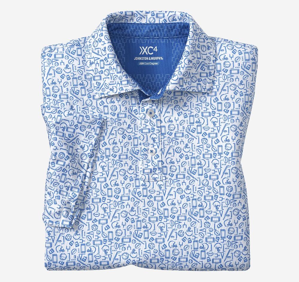 johnston & murphy Game Day XC4® Multi-Sport Print Polo Royal