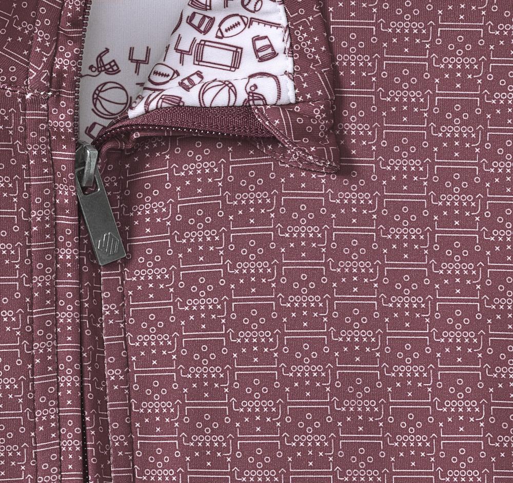 Johnston & Murphy Game Day XC4® Plays Print Quarter-Zip Burgundy