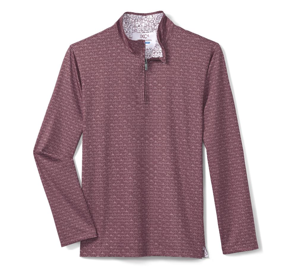 Johnston & Murphy Game Day XC4® Plays Print Quarter-Zip Burgundy