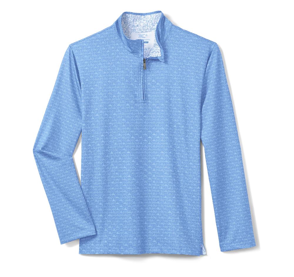 Johnston & Murphy Game Day XC4® Plays Print Quarter-Zip Light Blue