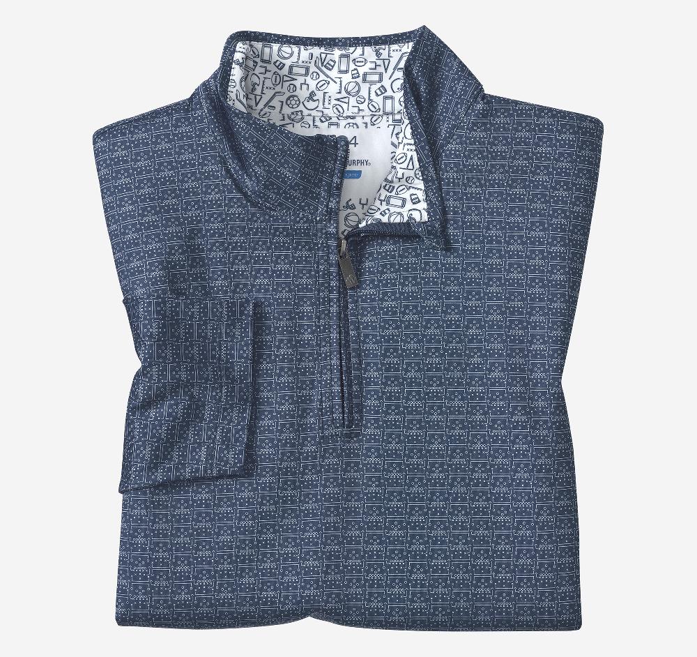 johnston & murphy Game Day XC4® Plays Print Quarter-Zip Navy
