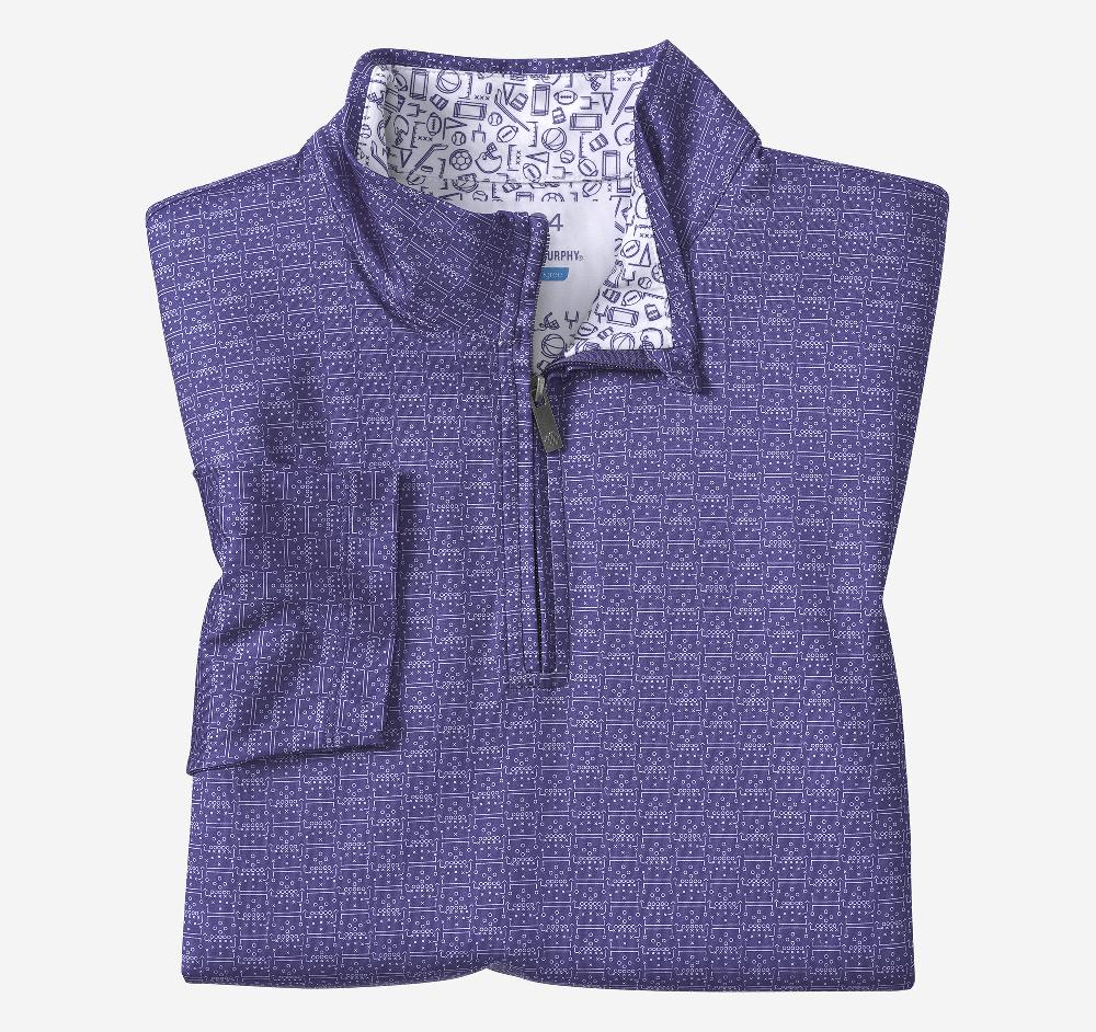 johnston & murphy Game Day XC4® Plays Print Quarter-Zip Purple