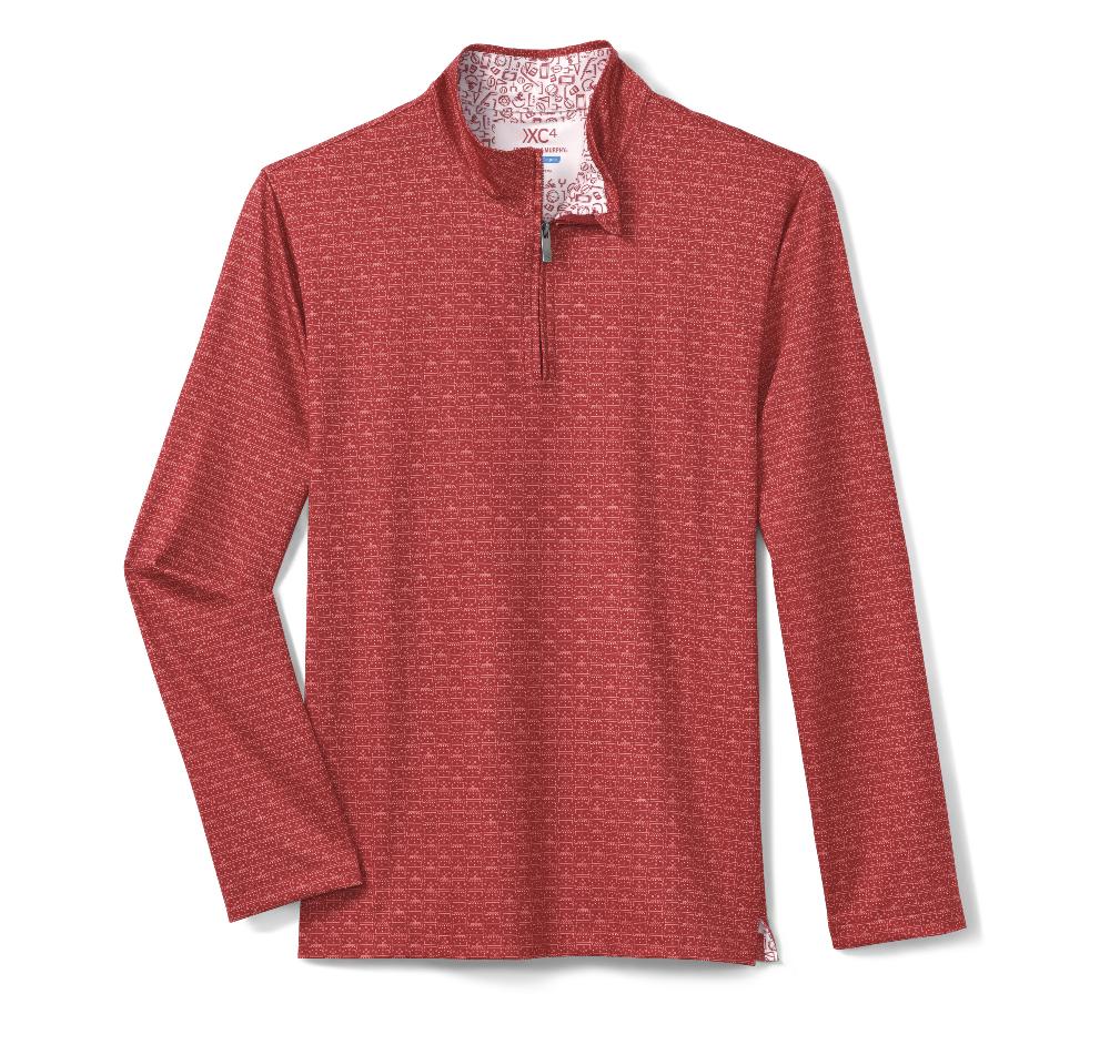 Johnston & Murphy Game Day XC4® Plays Print Quarter-Zip Red