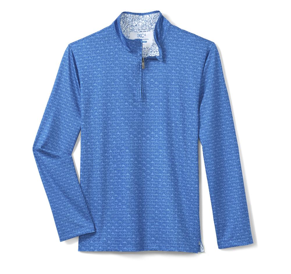 Johnston & Murphy Game Day XC4® Plays Print Quarter-Zip Royal