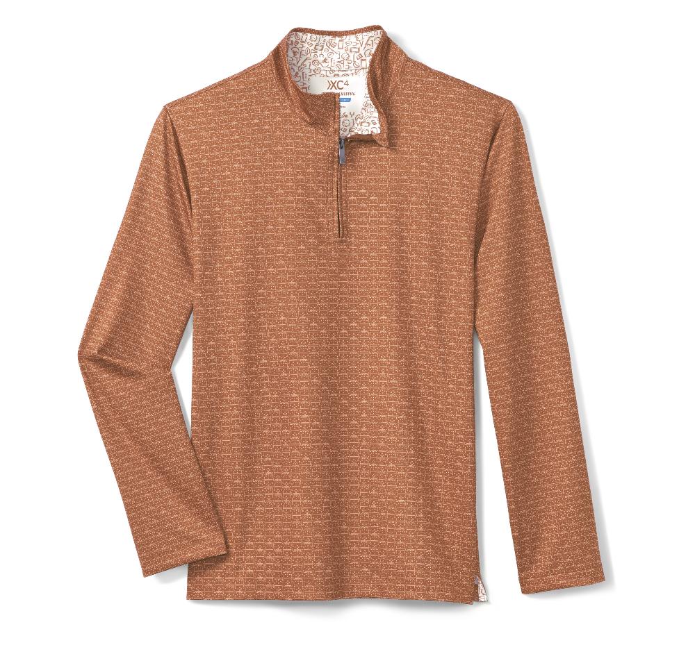 Johnston & Murphy Game Day XC4® Plays Print Quarter-Zip Rust