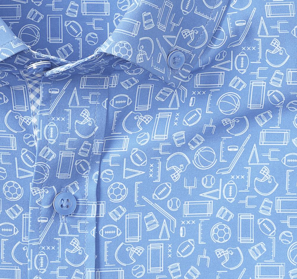 Johnston & Murphy Game Day XC4® Short-Sleeve Multi-Sport Print Shirt Light Blue