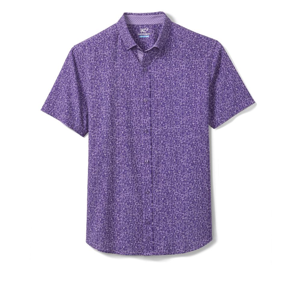 Johnston & Murphy Game Day XC4® Short-Sleeve Multi-Sport Print Shirt Purple