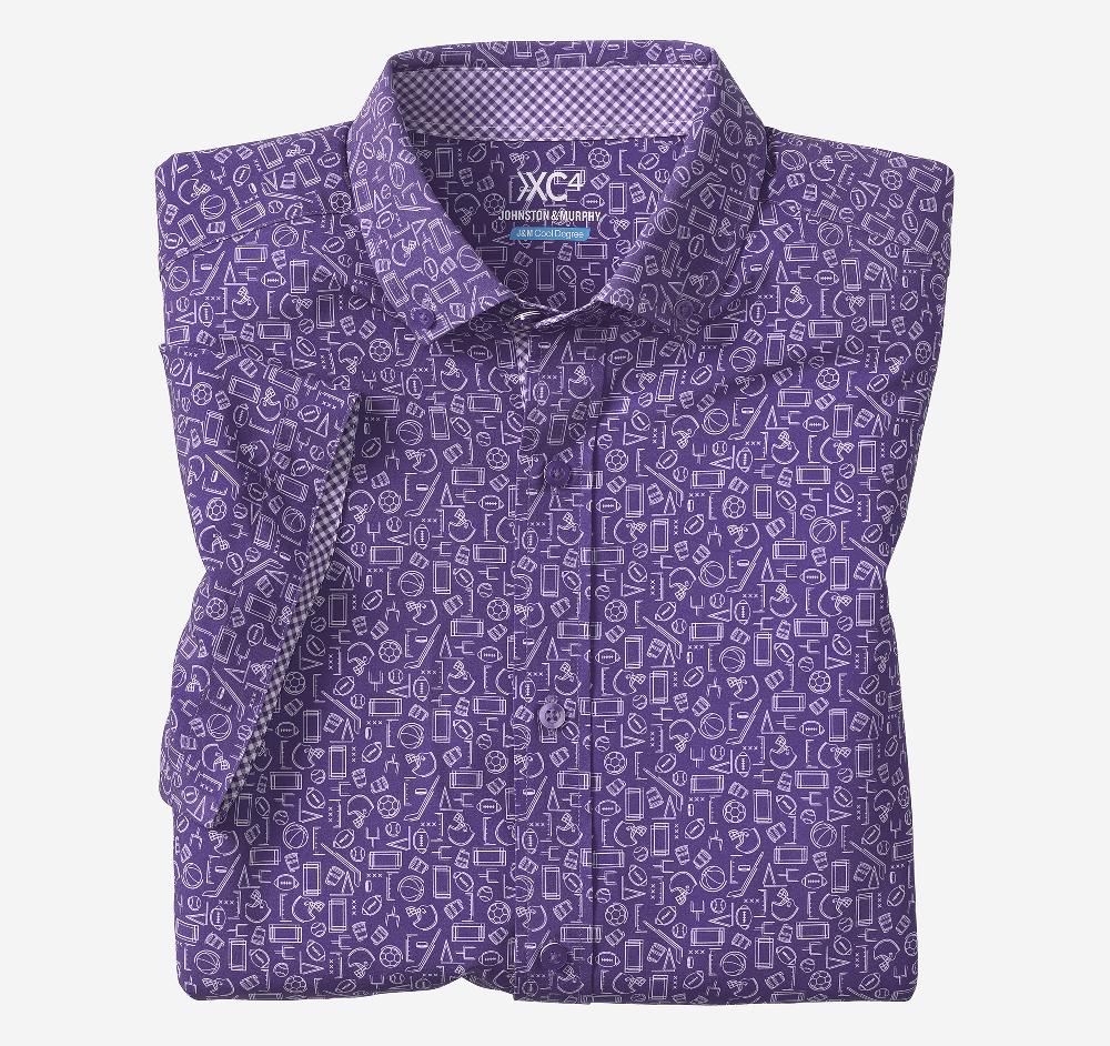 johnston & murphy Game Day XC4® Short-Sleeve Multi-Sport Print Shirt Purple