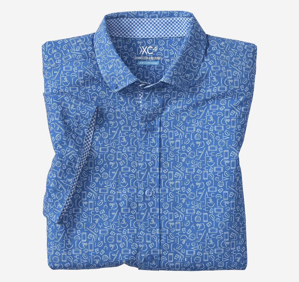 johnston & murphy Game Day XC4® Short-Sleeve Multi-Sport Print Shirt Royal