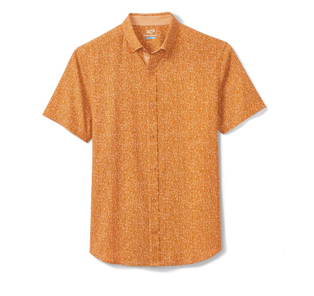 Johnston & Murphy Game Day XC4® Short-Sleeve Multi-Sport Print Shirt Orange