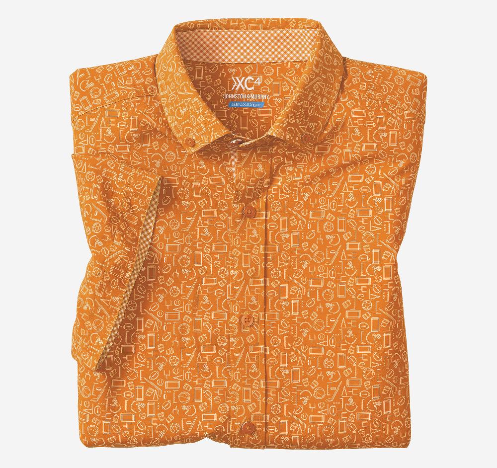 johnston & murphy Game Day XC4® Short-Sleeve Multi-Sport Print Shirt Orange