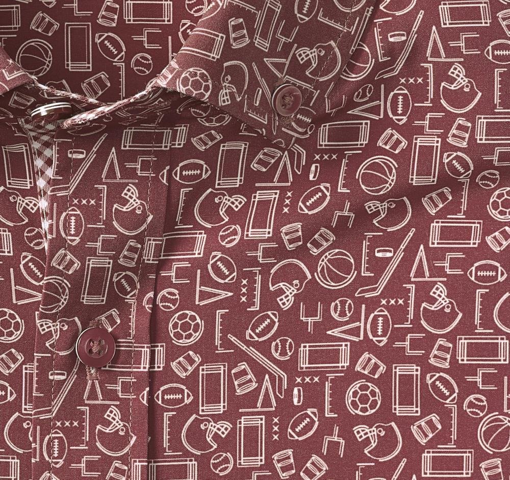 Johnston & Murphy Game Day XC4® Short-Sleeve Multi-Sport Print Shirt Burgundy