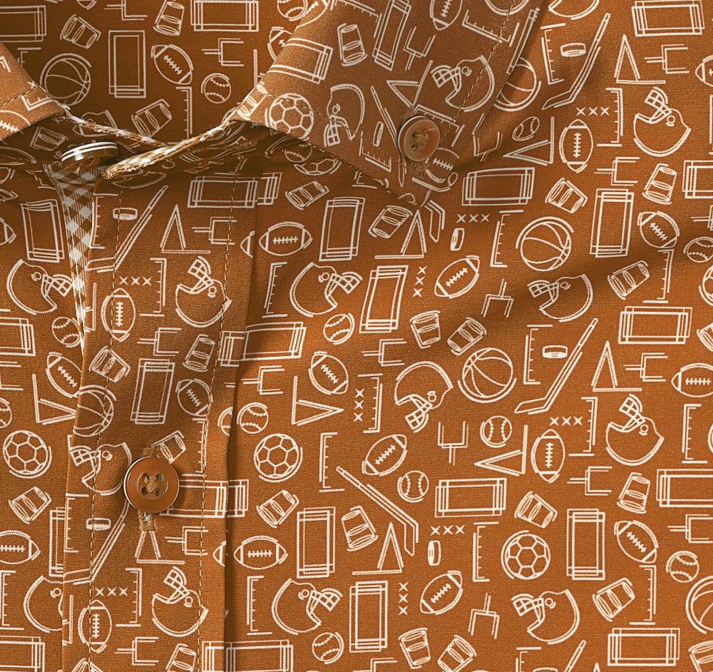 Johnston & Murphy Game Day XC4® Short-Sleeve Multi-Sport Print Shirt Rust