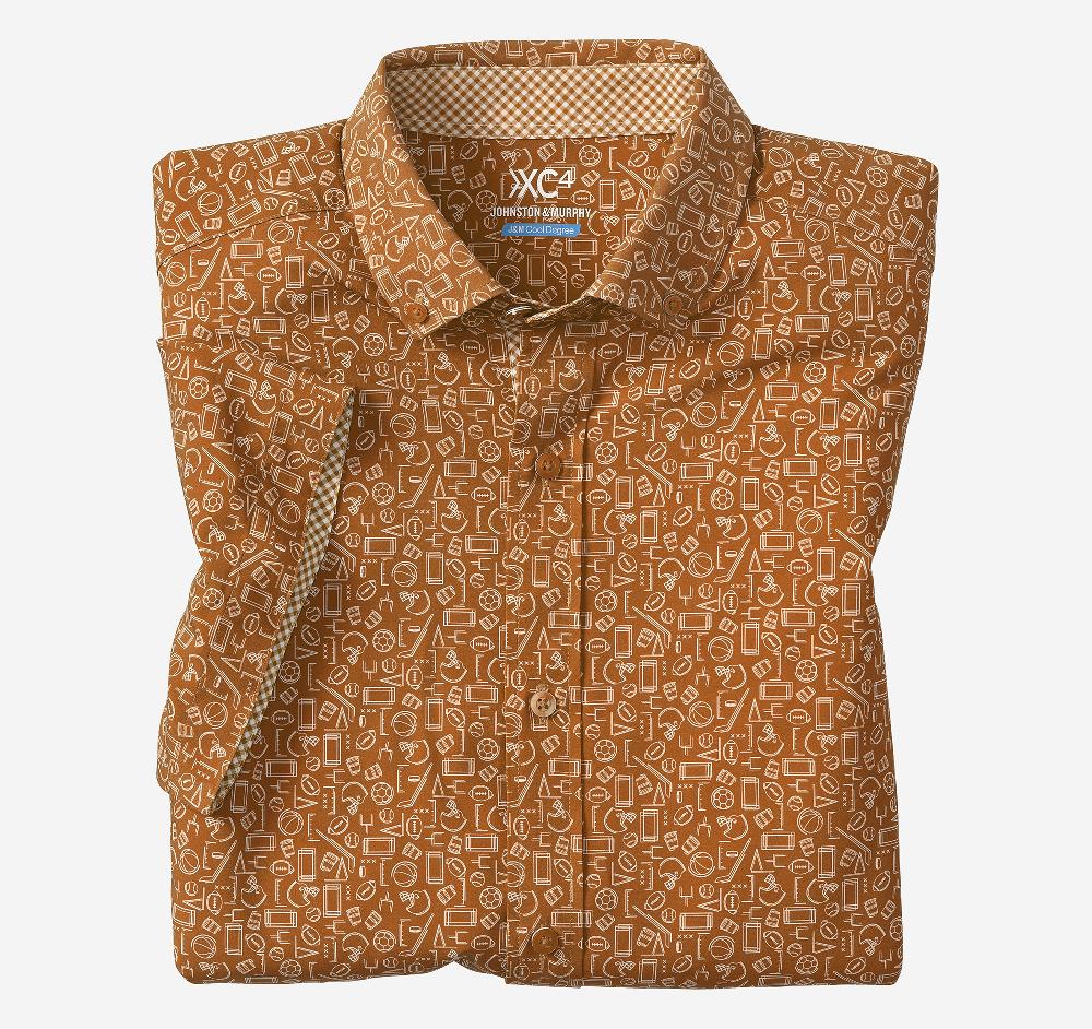 johnston & murphy Game Day XC4® Short-Sleeve Multi-Sport Print Shirt Rust