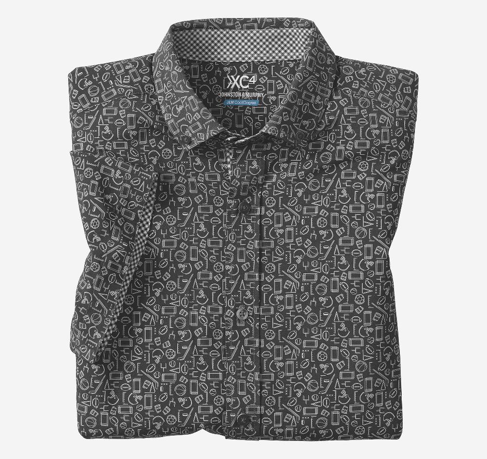 johnston & murphy Game Day XC4® Short-Sleeve Multi-Sport Print Shirt Black