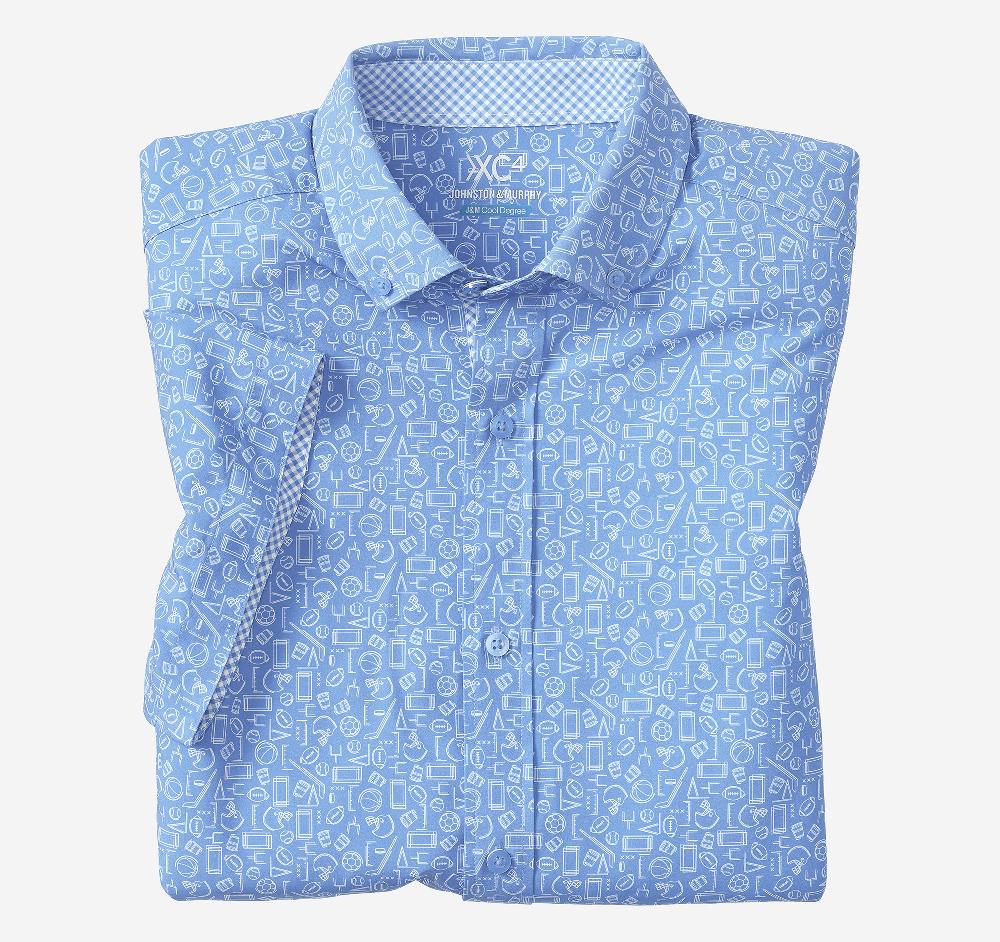 johnston & murphy Game Day XC4® Short-Sleeve Multi-Sport Print Shirt Light Blue