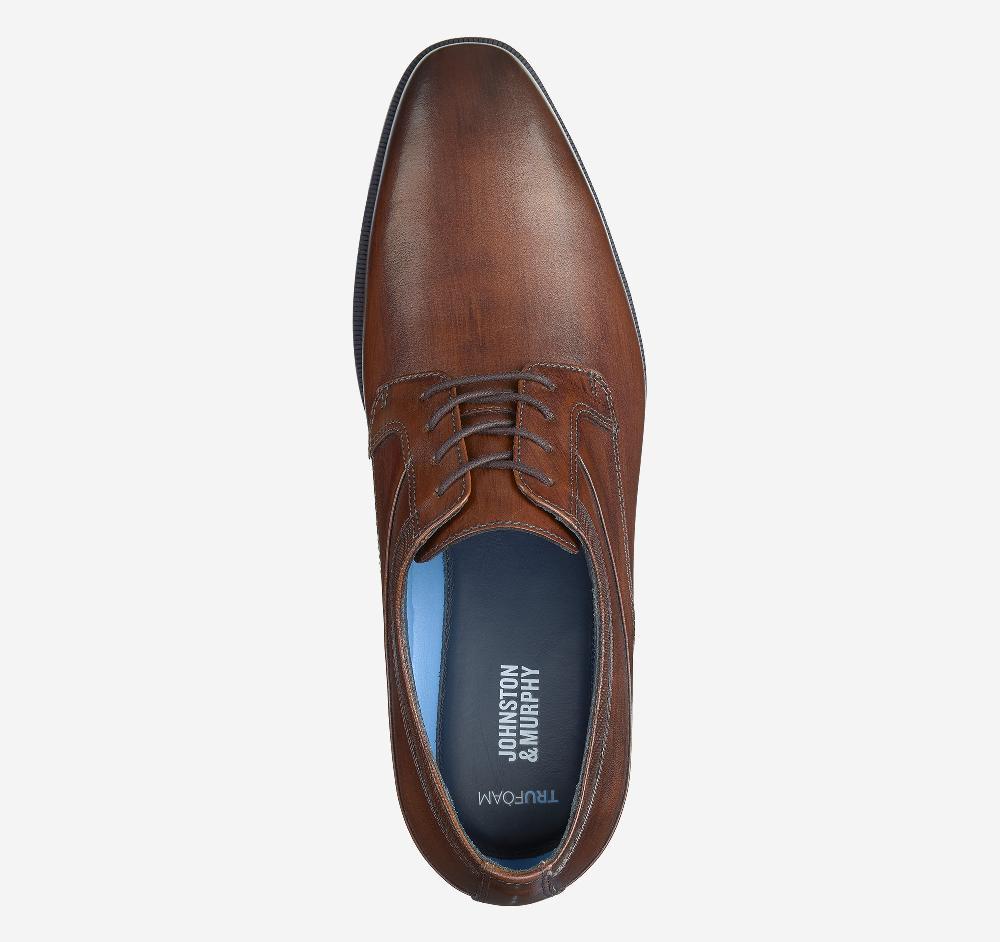 Johnston & Murphy Gibbons Plain Toe Mahogany Full Grain