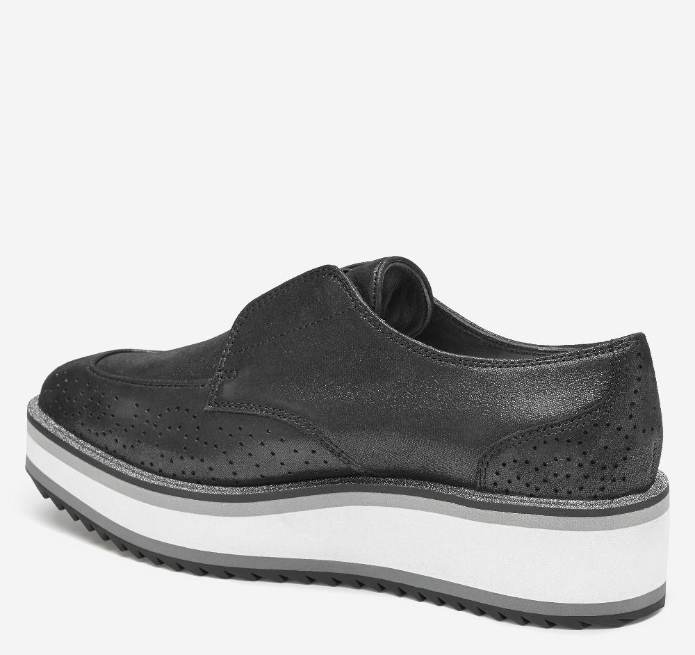 Johnston & Murphy Gracelyn Gore Oxford Black Metallic Kid Suede