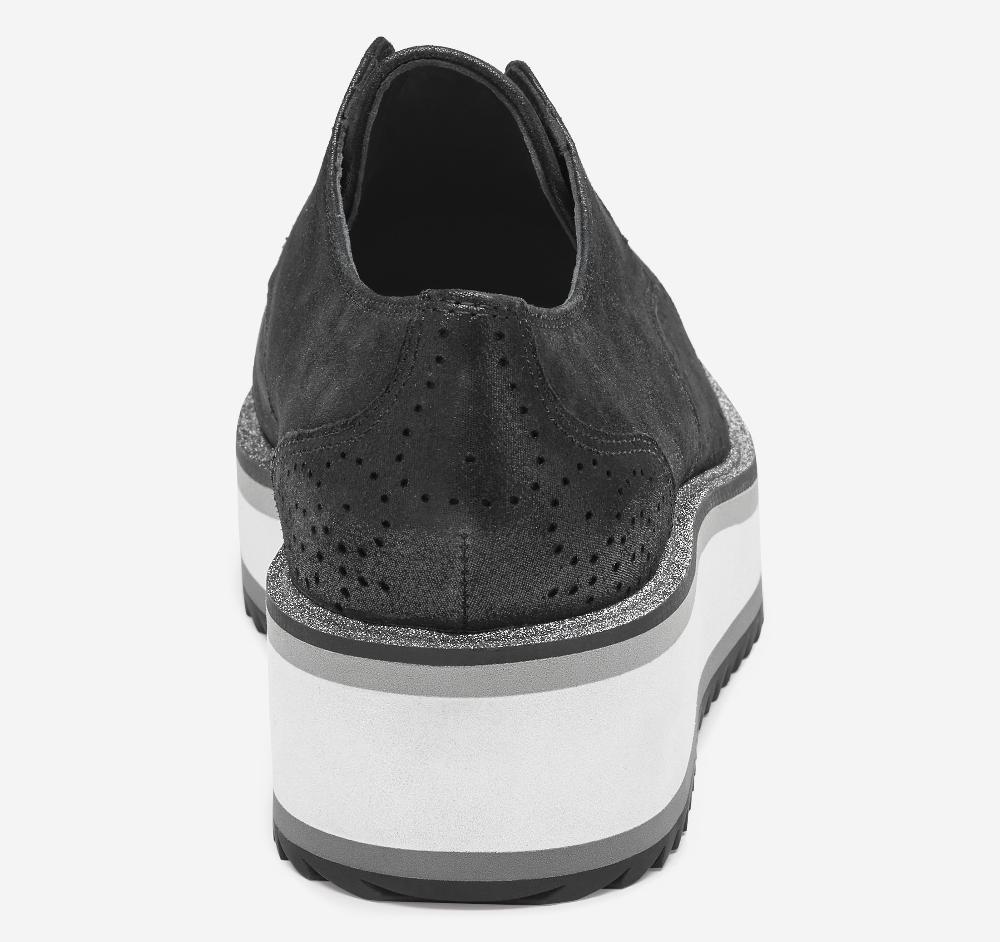 Johnston & Murphy Gracelyn Gore Oxford Black Metallic Kid Suede