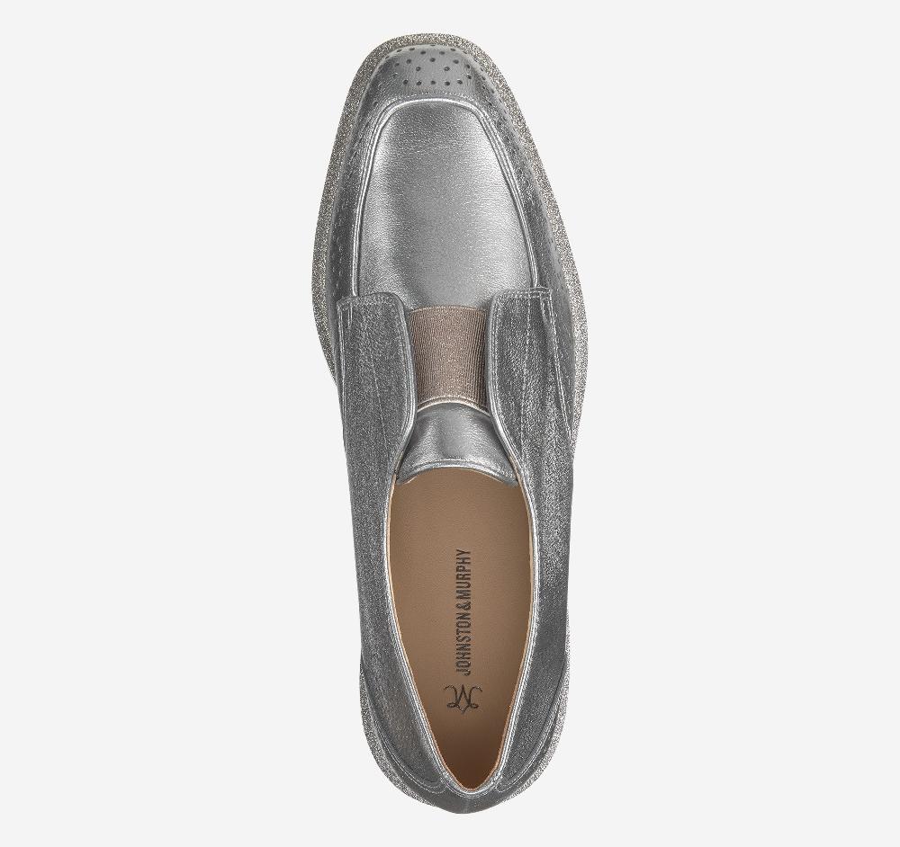 Johnston & Murphy Gracelyn Gore Oxford Pewter Metallic Italian Sheepskin