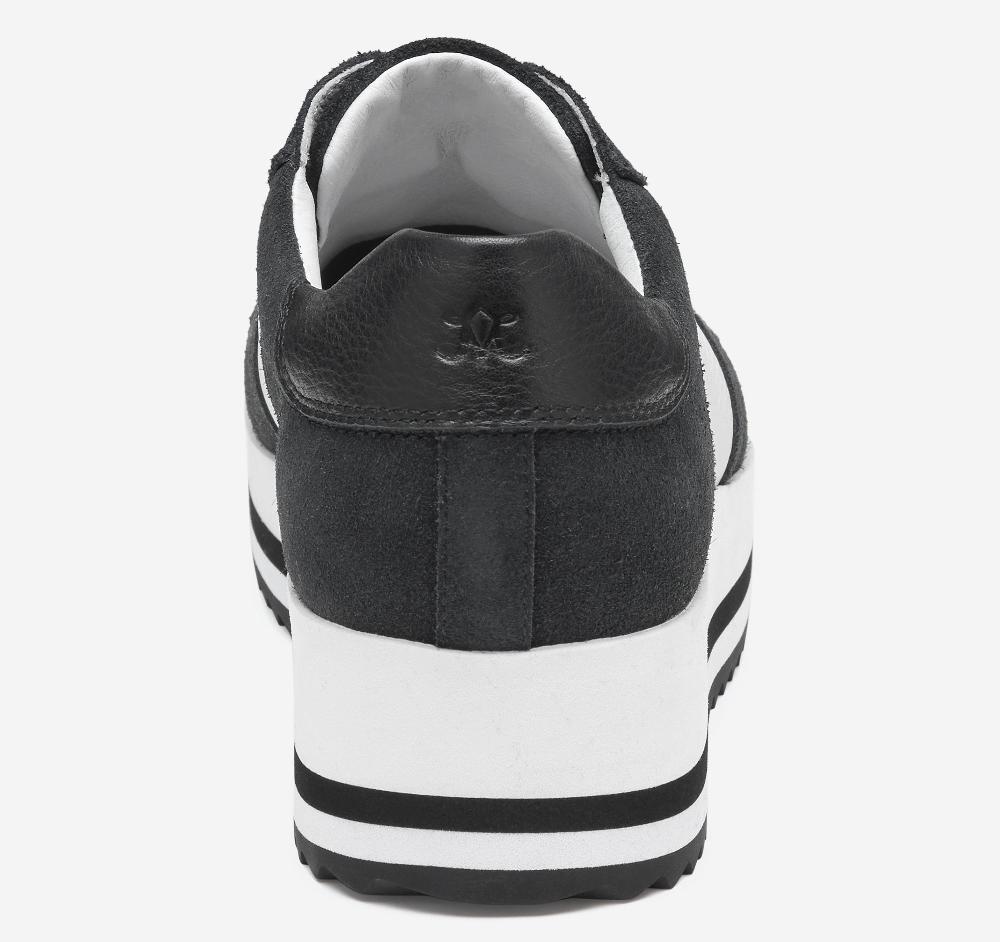Johnston & Murphy Gracie Colorblock Lace-Up Black Suede/White Calfskin