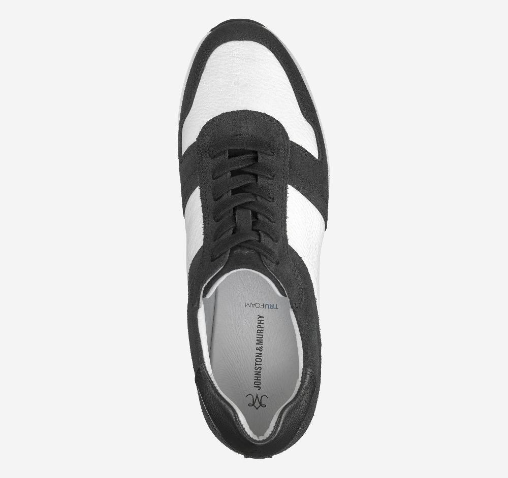 Johnston & Murphy Gracie Colorblock Lace-Up Black Suede/White Calfskin
