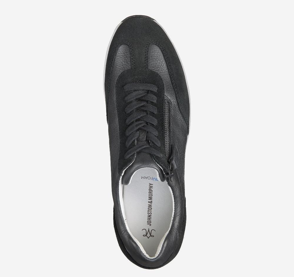 Johnston & Murphy Gracie Side-Zip Lace Up Black Calfskin/Suede