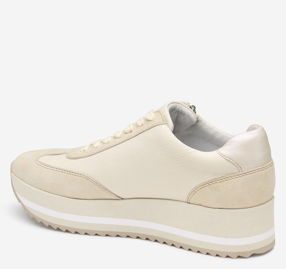 Johnston & Murphy Gracie Side-Zip Lace Up Bone Calfskin/Suede