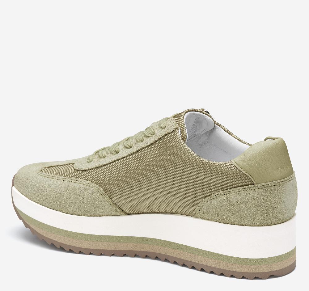 Johnston & Murphy Gracie Side-Zip Lace Up Sage Nylon/Suede