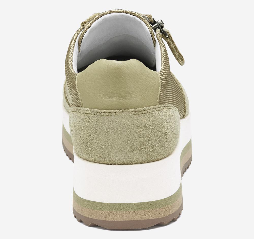 Johnston & Murphy Gracie Side-Zip Lace Up Sage Nylon/Suede