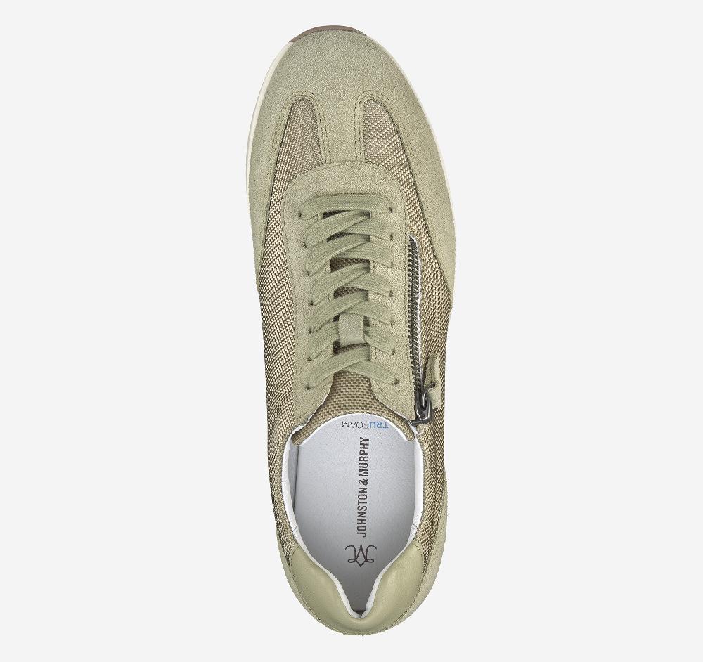Johnston & Murphy Gracie Side-Zip Lace Up Sage Nylon/Suede