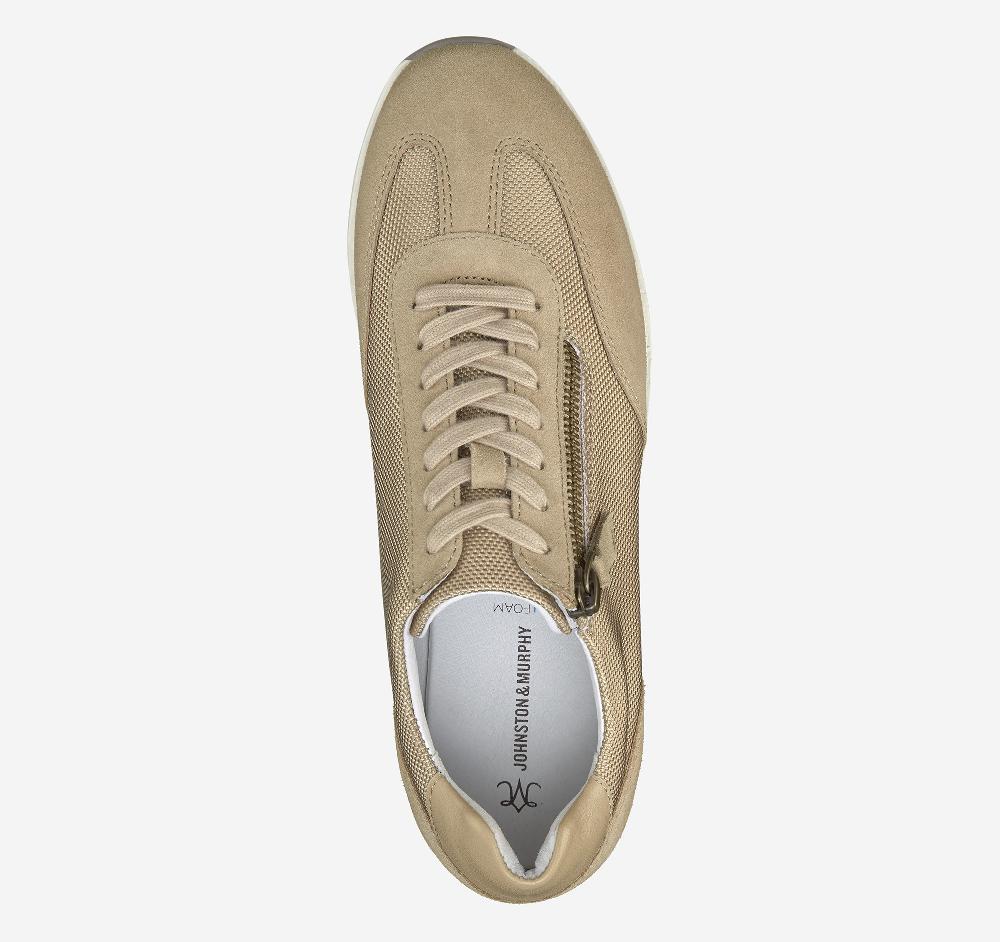 Johnston & Murphy Gracie Side-Zip Lace Up Sand Nylon/Suede