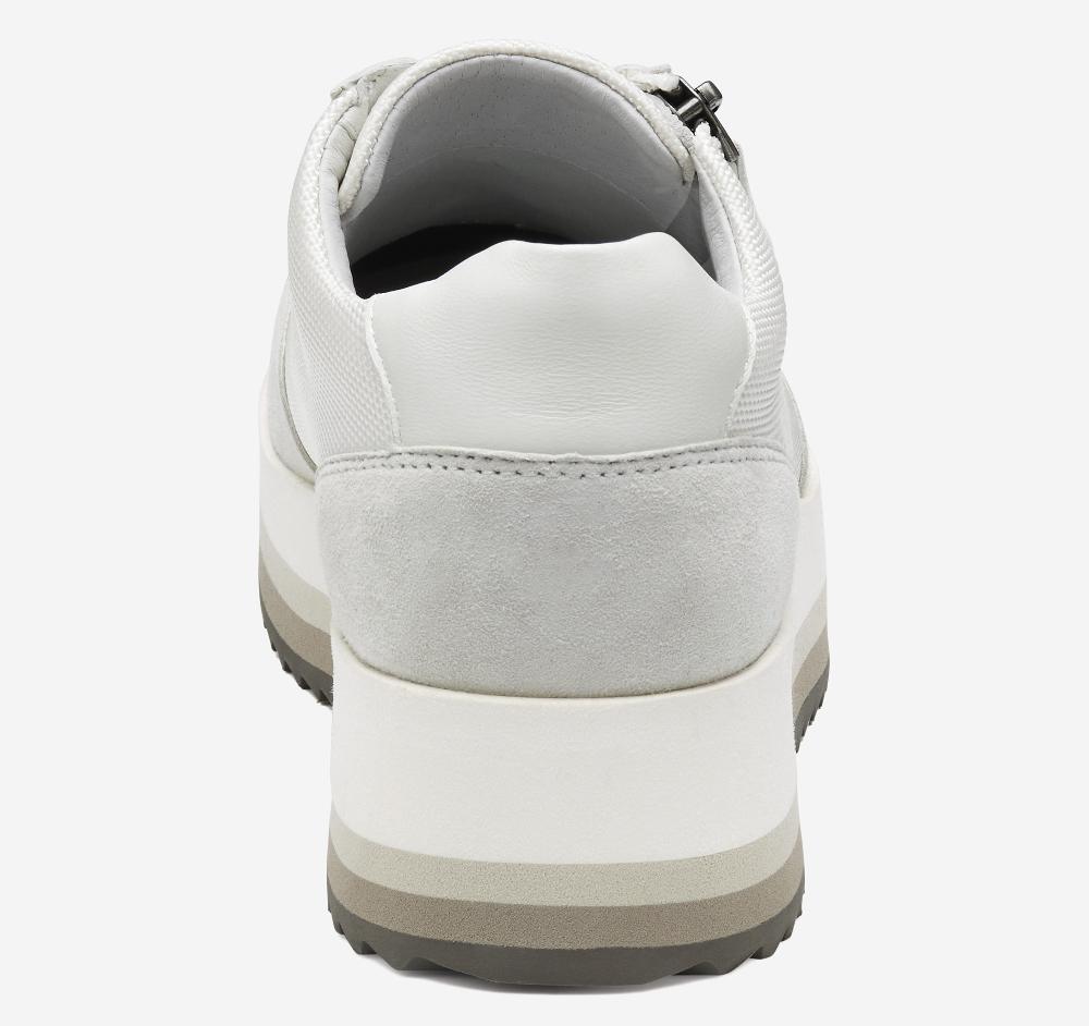 Johnston & Murphy Gracie Side-Zip Lace Up White Nylon/Kid Suede