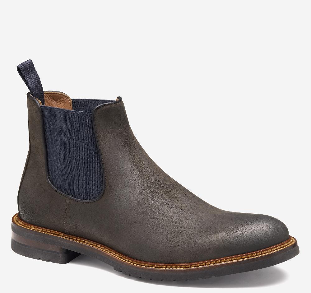 johnston & murphy Hartford Chelsea Boot Dark Brown Waxed English Suede