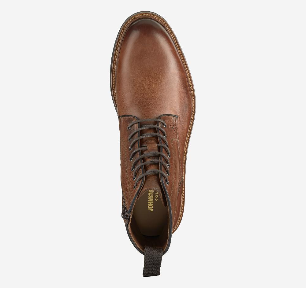 Johnston & Murphy Hartford Plain Toe Boot Tan Italian Calfskin