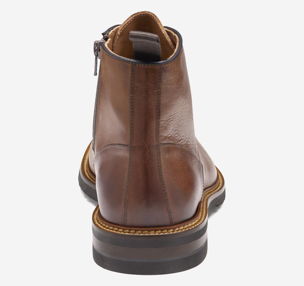 Johnston & Murphy Hartford Plain Toe Boot Tan Italian Calfskin