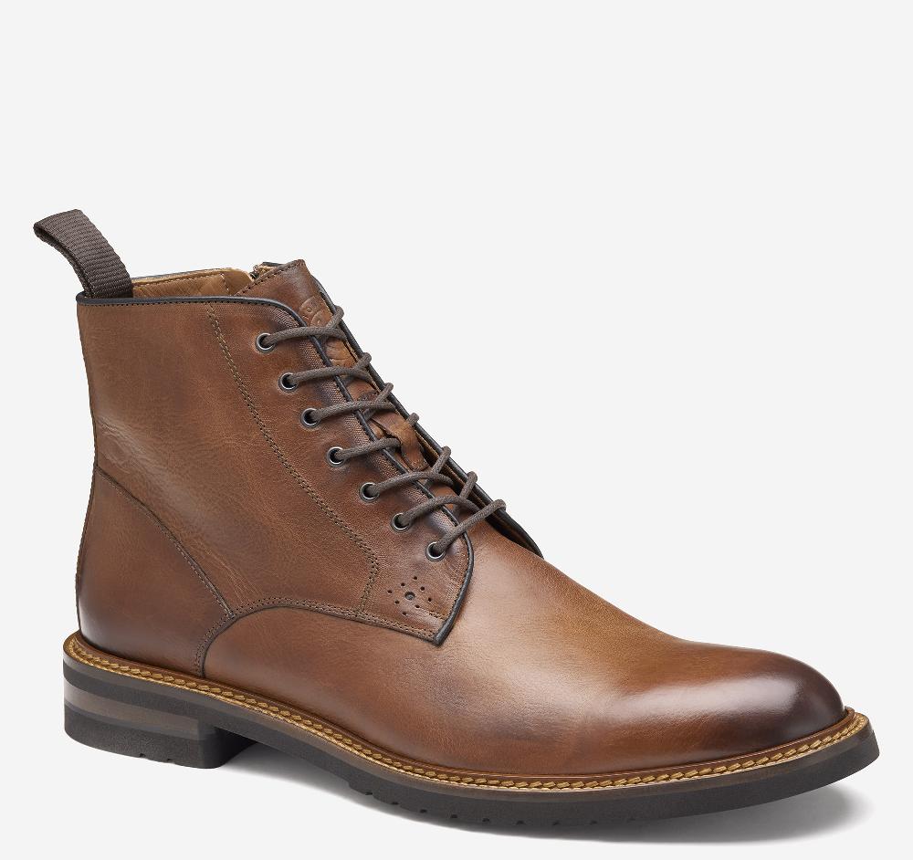 johnston & murphy Hartford Plain Toe Boot Tan Italian Calfskin