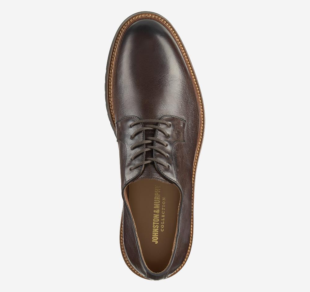 Johnston & Murphy Hartford Plain Toe Dark Brown Italian Calfskin