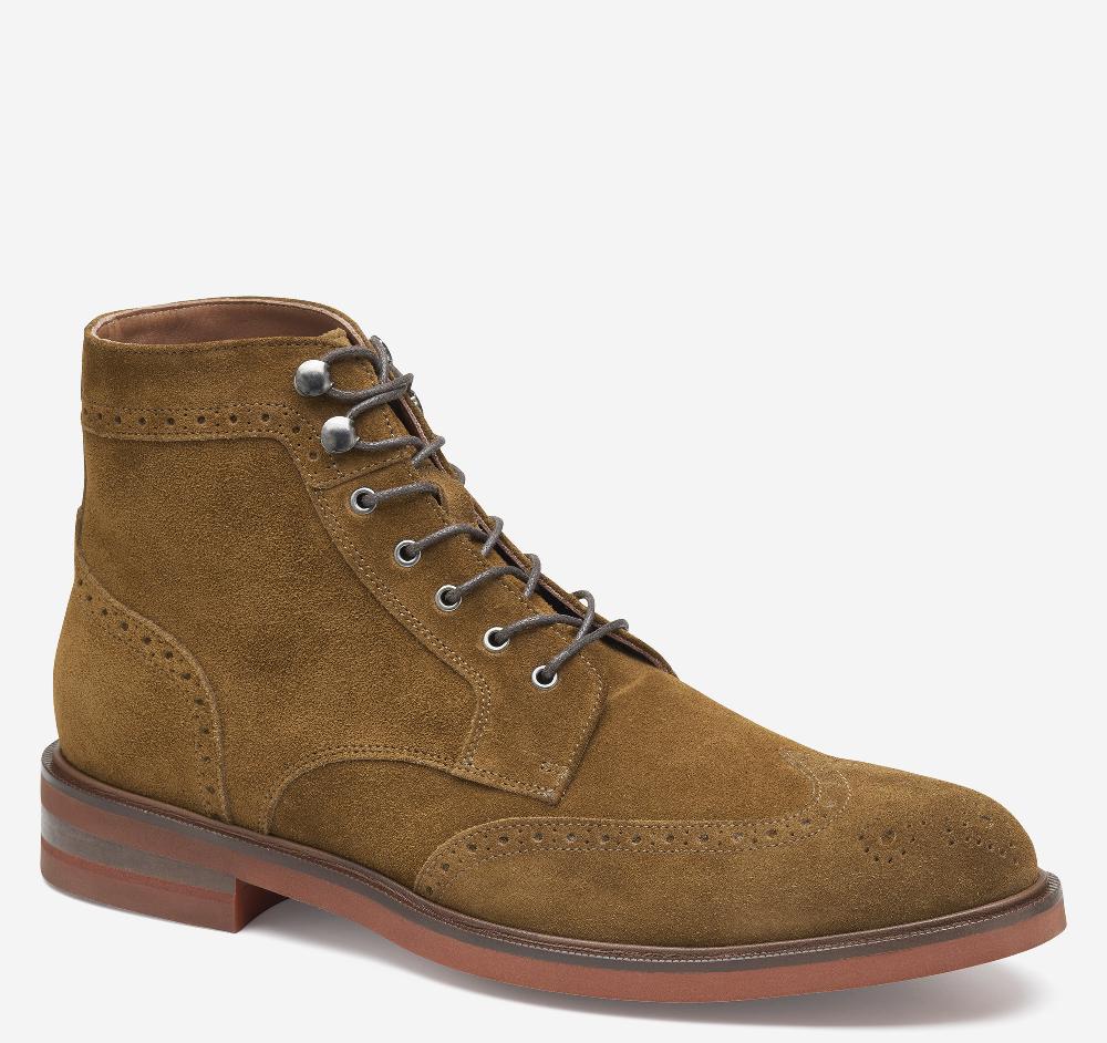 johnston & murphy Hartley Wingtip Boot Snuff Italian Suede