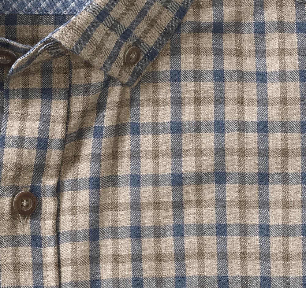 Johnston & Murphy Heathered Woven Shirt Brown Melange Two-Tone Grid